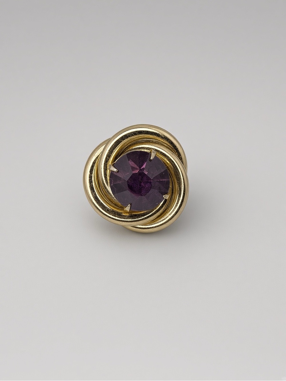 Vintage Avon Pin Purple Stone Gold-Tone 1”